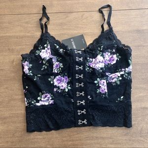Forever 21 Black Floral Knit Cami